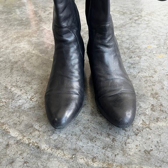 Stuart Weitzman Black Leather "Plack" 50/50 Wedge Knee High Boots Size 6 M - Picture 6 of 14